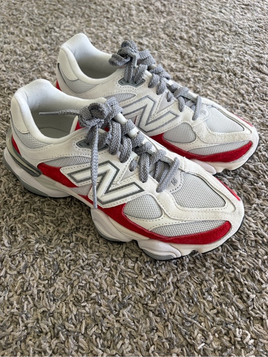 New Balance Shoes - New Balance White & Red Athletic Sneakers